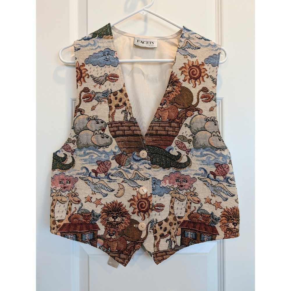 Facets Vintage Noah's Ark Tapestry Vest